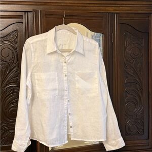 Sigrid Olsen New White Linen Button Down Shirt